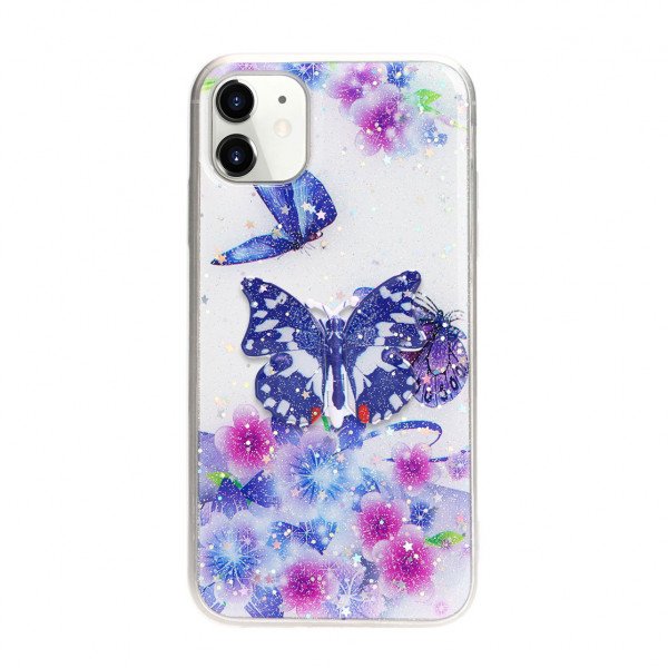 Wholesale 3D Butterfly Design Stand Slim Case for iPhone 12 / 12 Pro 6.1 (Purple)